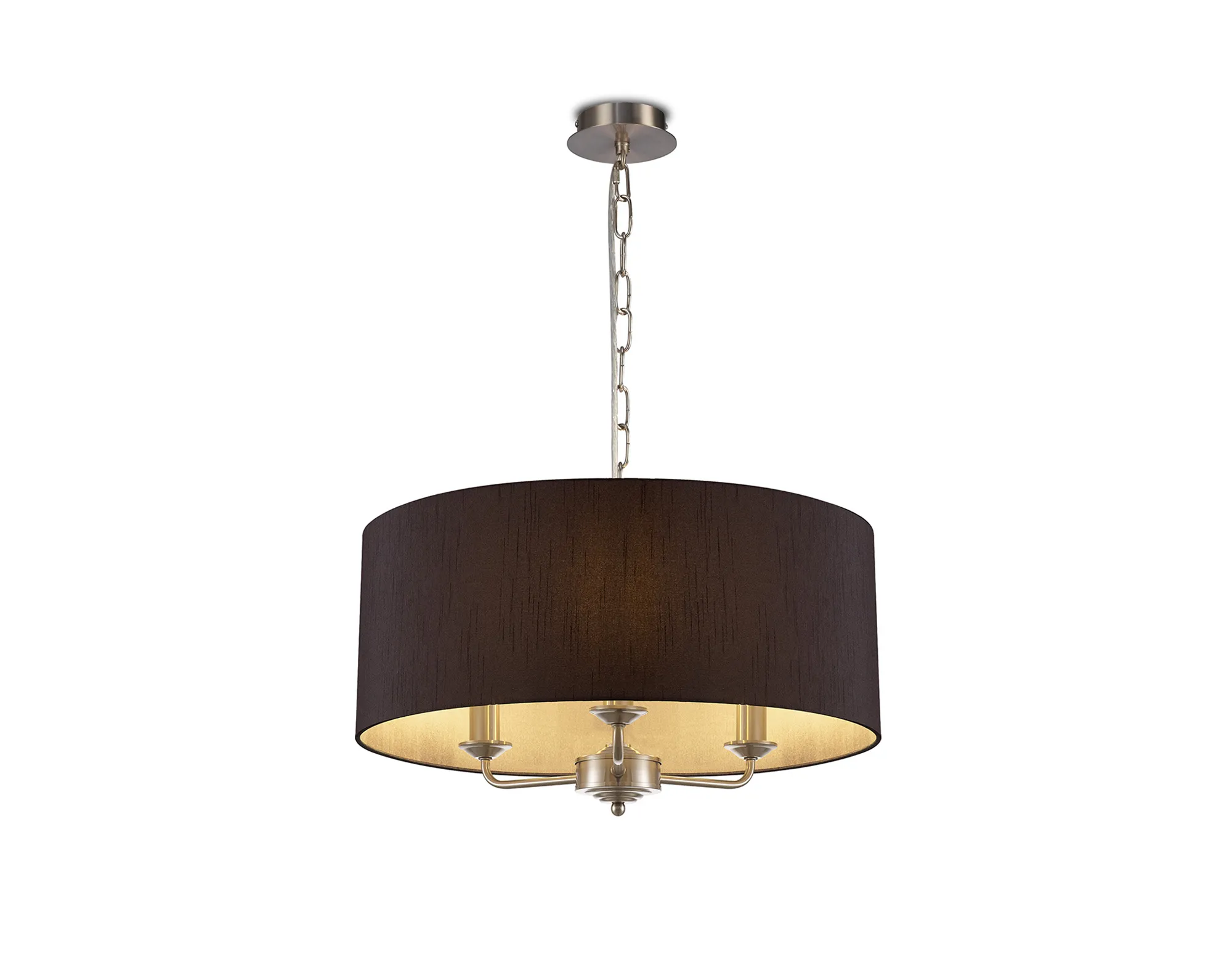 DK0073  Banyan 50cm 3 Light Pendant Satin Nickel; Black